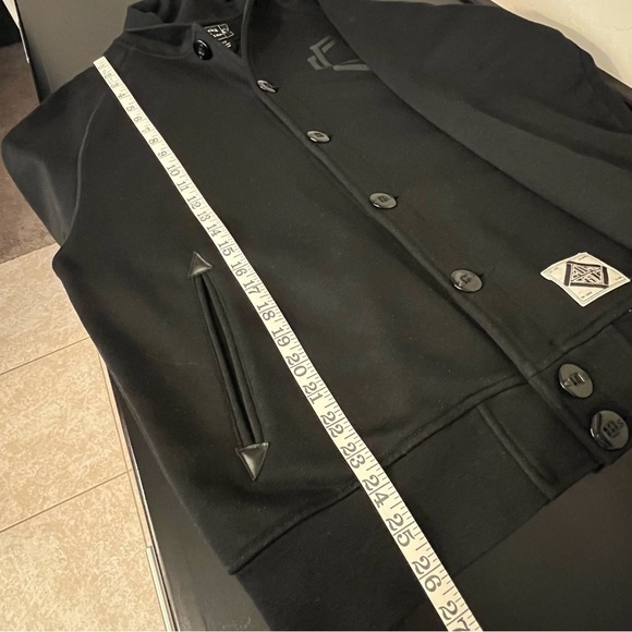 Crooks & Castles Collegiate Varsity Jacket, buttondown, pockets, Black, sz S/P - Picture 9 of 12